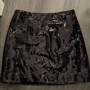 Black Sequin Mini Skirt